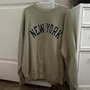 Brandy Melville Olive Green "New York" Crewneck Sweatshirt